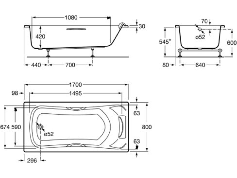 Купить Ванна Roca BeCool 170x80 прямоугольная белая ZRU9302852