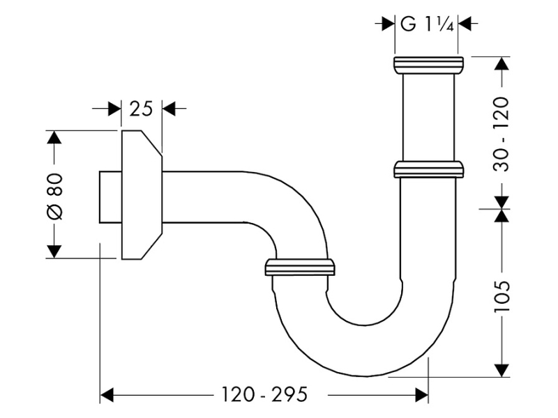 Купить Сифон для раковины Hansgrohe трубчатый 53010000, хром