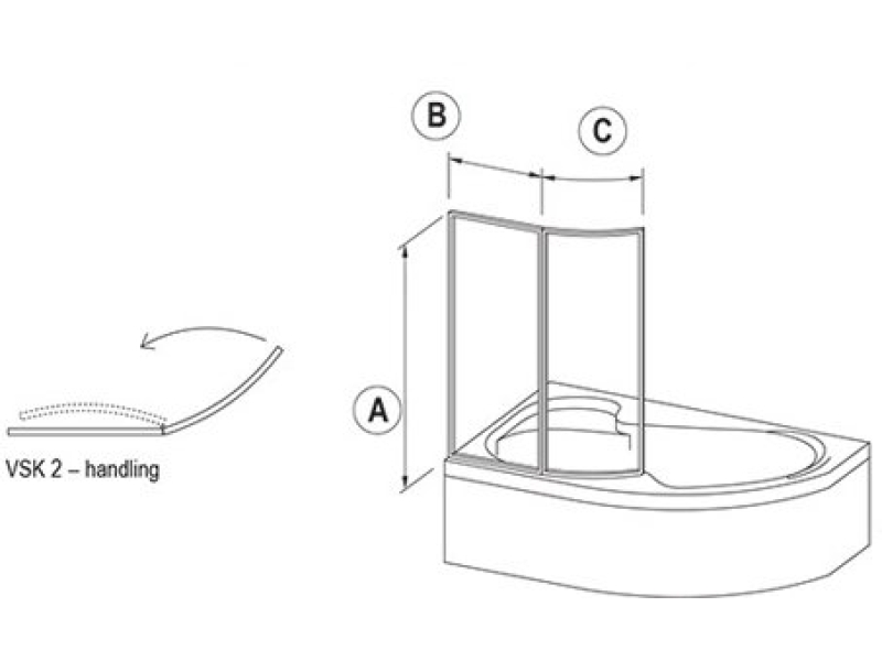 Купить Шторка для ванны Ravak VSK2 170 L Supernova (райн) 76LB010041