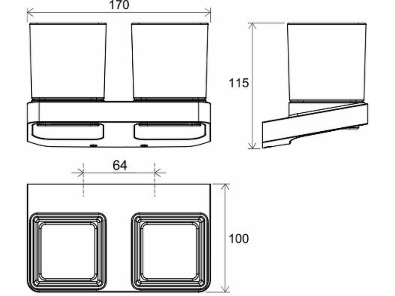 Купить Стакан для зубных щеток Ravak 10° X07P558 двойной, черный матовый