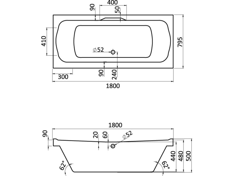 Купить Ванна акриловая Santek Корсика 180х80 белая 1.WH11.1.981