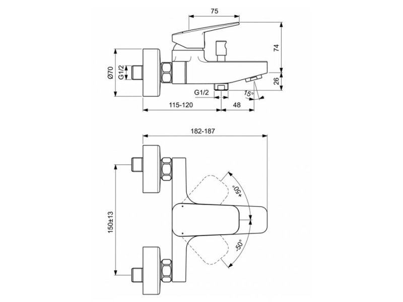 Купить Смеситель для ванны с душем Ideal Standard Ceraplan BD256AA