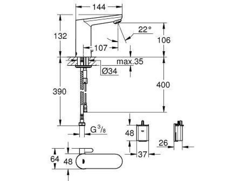 Купить Смеситель для раковины Grohe Eurosmart Cosmopolitan E 36327001