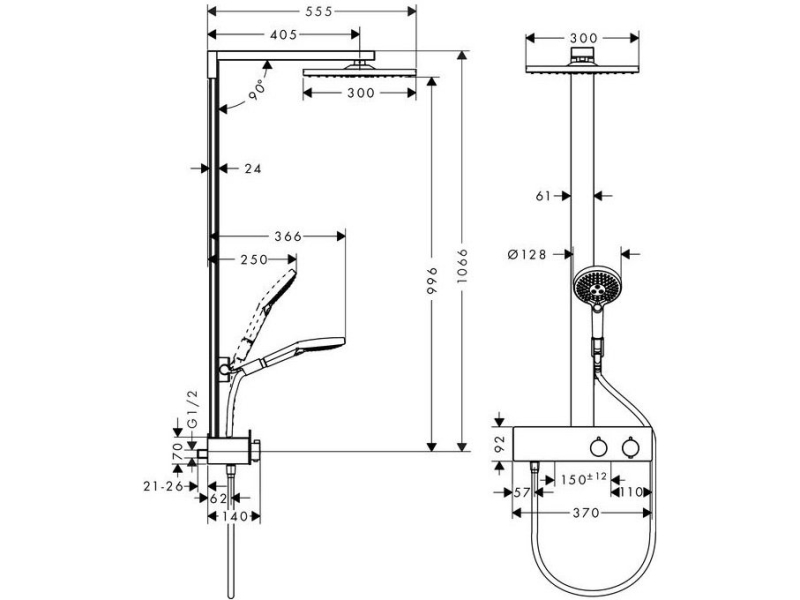 Купить Душевая система Hansgrohe Raindance E300 1jet ShowerTablet 350 27361000