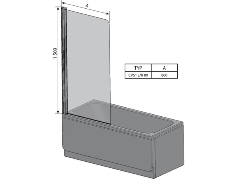 Купить Шторка для ванны Ravak CVS1-80 R (белый + транспарент) 7QR40100Z1