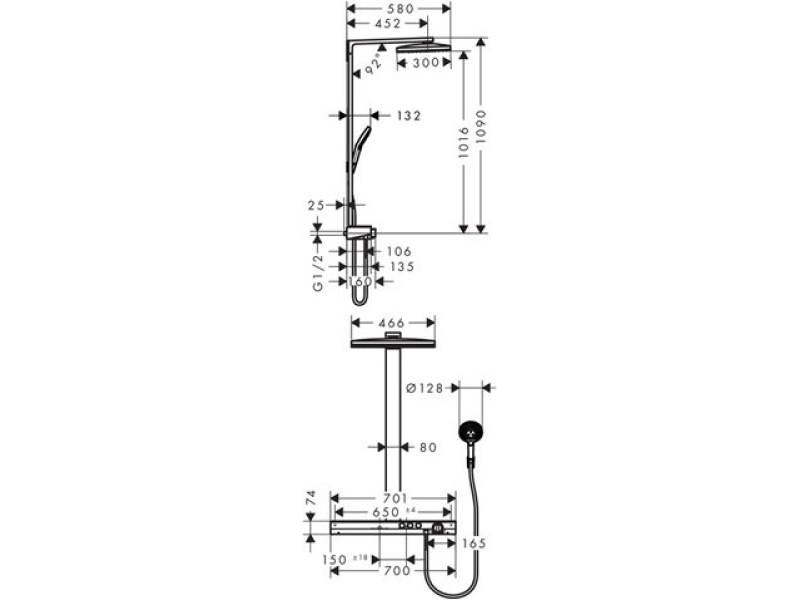 Купить Душевая система Hansgrohe Rainmaker Select 460 2jet Showerpipe 27109400