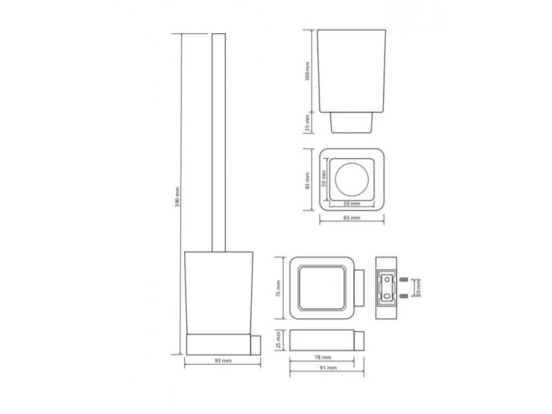 Купить Ершик Bemeta Solo 139113142 9.3 x 9.3 x 39 см, хром