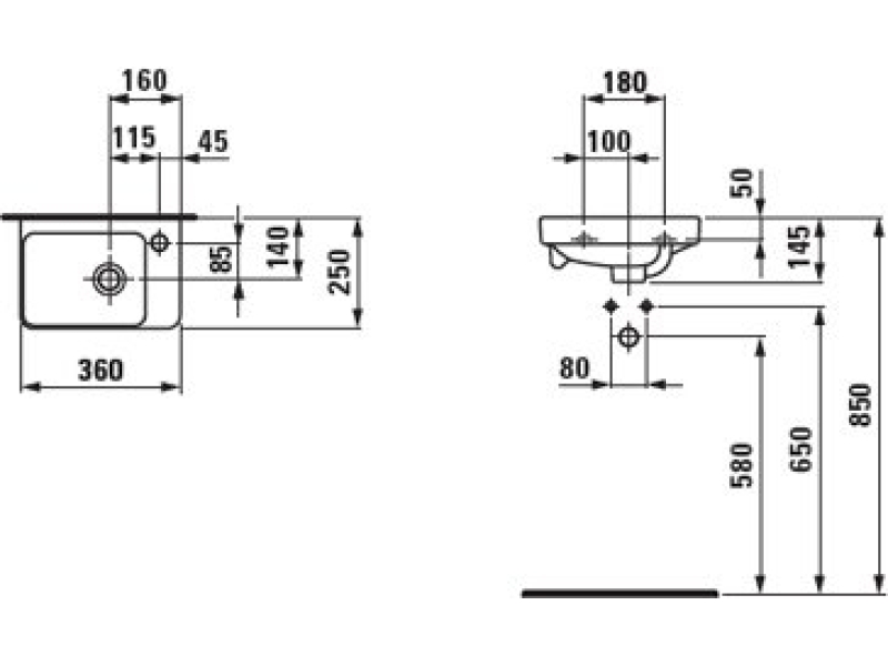 Купить Подвесная мини-раковина Laufen Pro S 36x25 8.1596.0.000.104.1