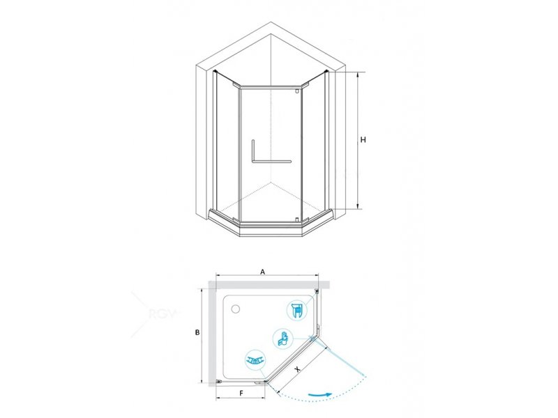 Купить Душевой уголок RGW PA-81, 01088122-21, 120 х 120 x 195 см трапеция, дверь распашная, стекло матовое, хром