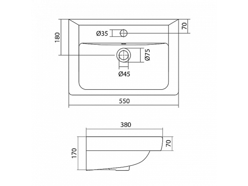 Купить 1A2076K1RSC20 Набор: 1A207601RSC20 Тумба-умывальник Ронда 55 мини/ 1WH302127 Умывальник Тигода 55 мини