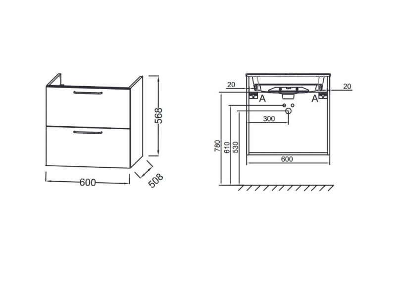 Купить EB2520-R5-E52+EXBA112-00 ODEON RIVE Мебель для раковины-столешницы, 60 см+Раковина 60 см