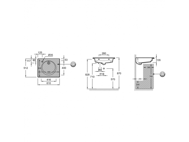 Купить EB2520-R5-E52+EXBA112-00 ODEON RIVE Мебель для раковины-столешницы, 60 см+Раковина 60 см