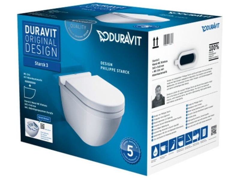 Купить Унитаз подвесной Duravit Starck 3 Rimless (с крышкой SoftClose) 45270900A1