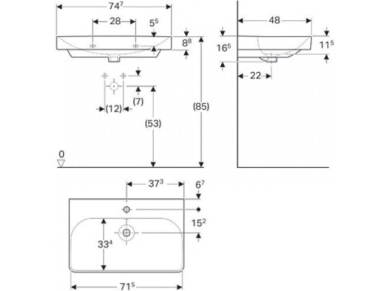 Купить Раковина Geberit Smyle Square 75x48 500.249.01.1