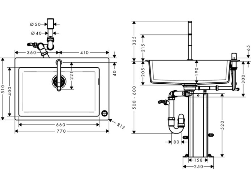 Купить Кухонная мойка с встроенным смесителем Hansgrohe C51-F660-07 77x51 43218000