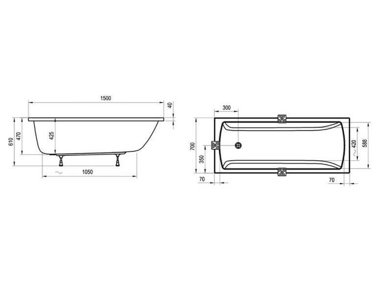 Купить Акриловая ванна Ravak Classic II CC31000000 150x70 см N белая