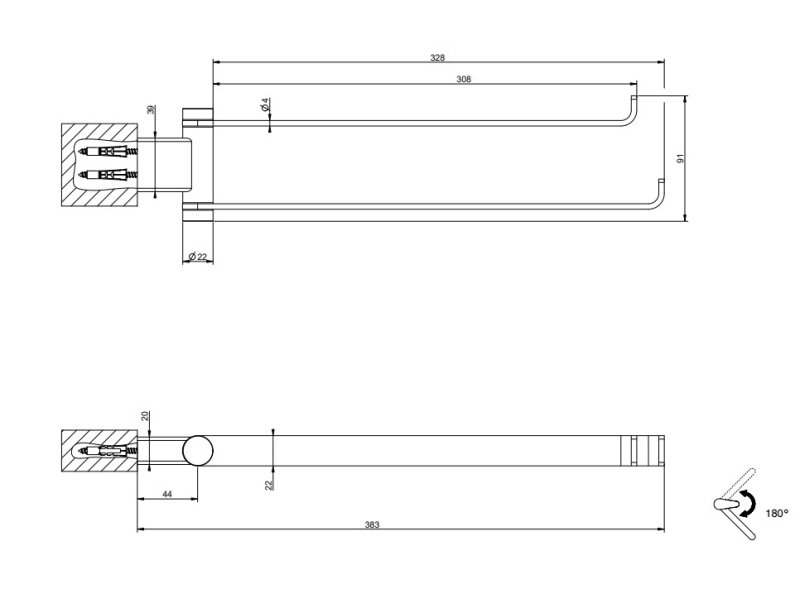 Купить Двойной держатель для полотенца Gessi Emporio 63617-299