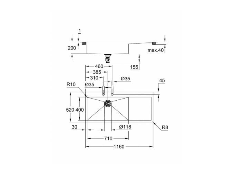 Купить Мойка кухонная Grohe K1000 31581SD1