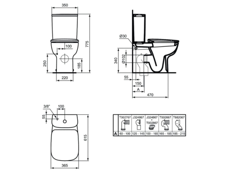 Купить Унитаз напольный пристенный унитаз для монтажа с бачком Ideal Standard Esedra T282001