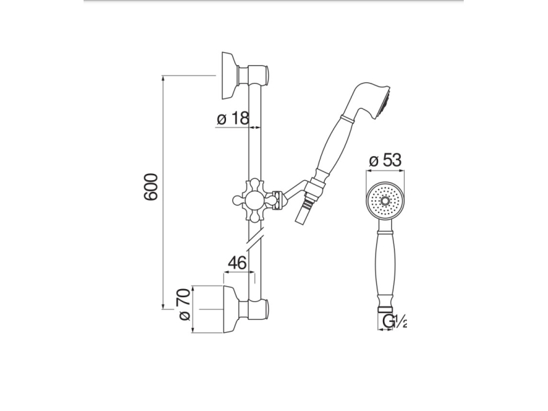 Купить AD140/10CR душевой гарнитур 60 см 1jet