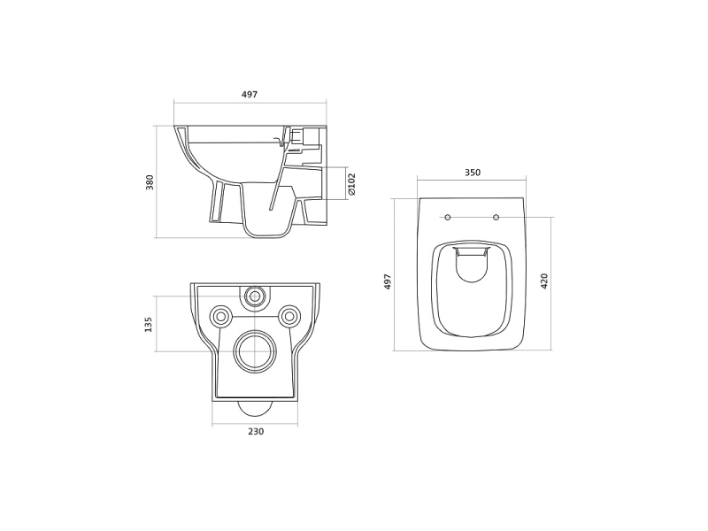 Купить 1.WH50.1.758 НЕО ПЭК rimless (подвес. безободковый унитаз с тонким сиденьем, инсталляция, белая панель)