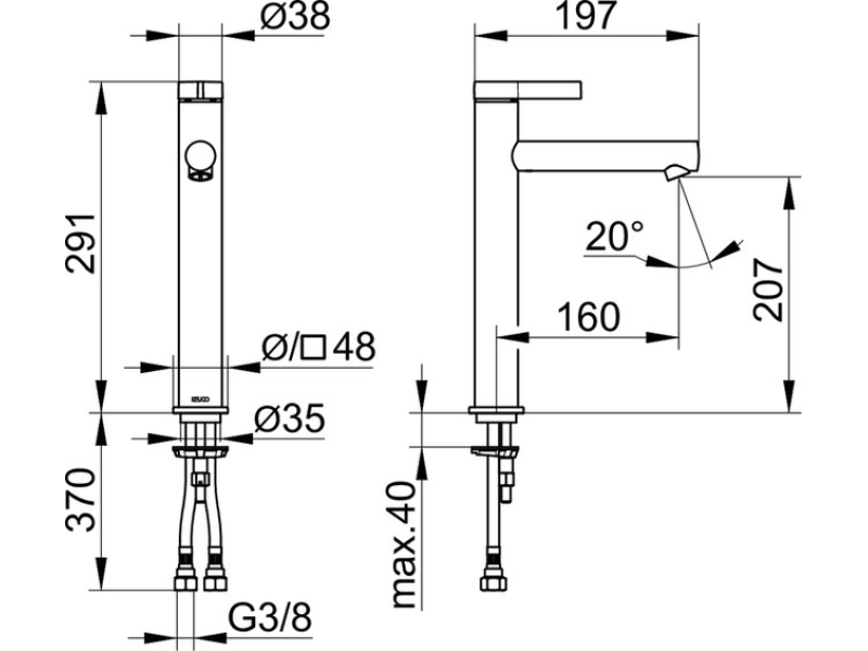 Купить 59510371100 IXMO Смеситель для умывальника h=210/291mm, без гарнитурой для слива и донным клапаном, с розеткой (круглой и квадратной), черный матовый