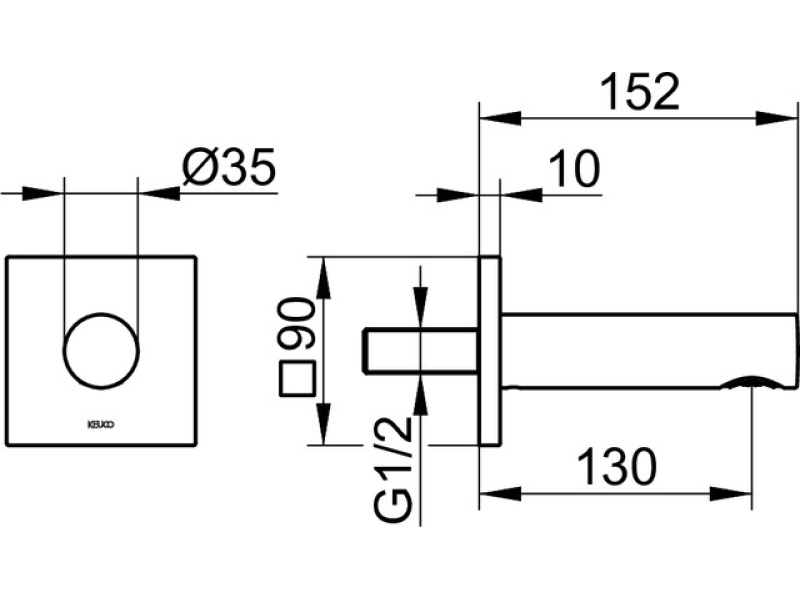 Купить 59545010102 IXMO Излив для ванны L=202mm. DN 15 с квадратной розеткой, хром