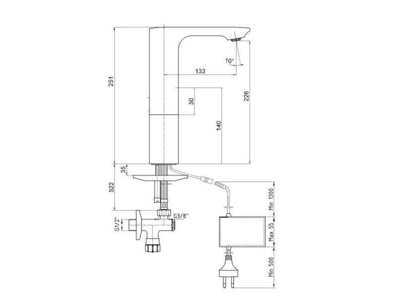 Купить 108108046EX смеситель для раковины электронный 226, 220 V