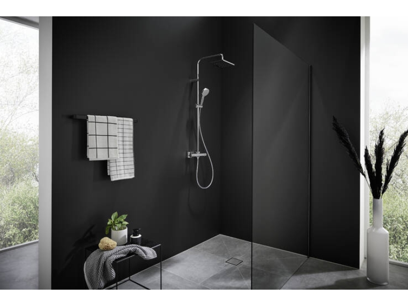 Купить Душевая система Showerpipe 230 1jet с термостатом, Green Hansgrohe Vernis Shape 26319000, хром