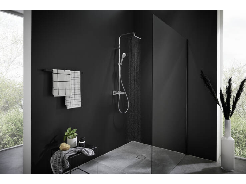 Купить Душевая система Showerpipe 230 1jet с термостатом, Green Hansgrohe Vernis Shape 26319000, хром