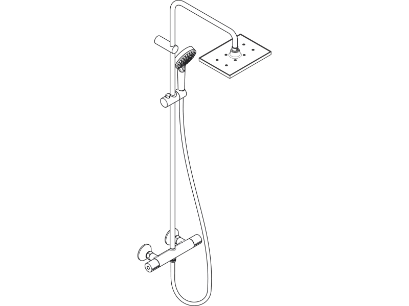 Купить Душевая система Showerpipe 230 1jet с термостатом, Green Hansgrohe Vernis Shape 26319000, хром