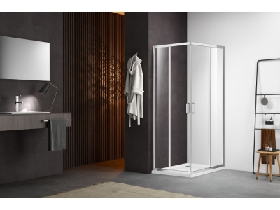 AQ NAA 1142-90 Душевой уголок квадратный, двери раздвижные 900x900x2000 профиль хром, стекло прозрачное