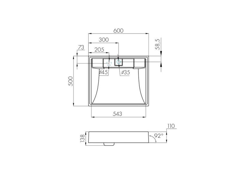 Купить 1A72103KRW210 Раковина Рейн 60 графит