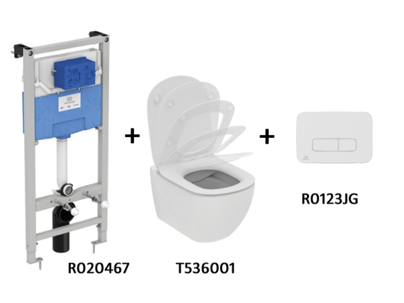 Купить TT00003/123JG CЕТ Промо-комплект Tesi T536001 Подвесной унитаз + Сиденье; R020467 Инсталляция; панель смыва R0123JG В ПОДАРОК