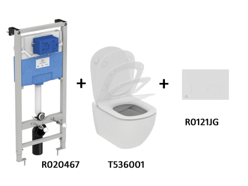 Купить TT00003/121JG CЕТ Промо-комплект Tesi T536001 Подвесной унитаз + Сиденье; R020467 Инсталляция; панель смыва R0121JG В ПОДАРОК