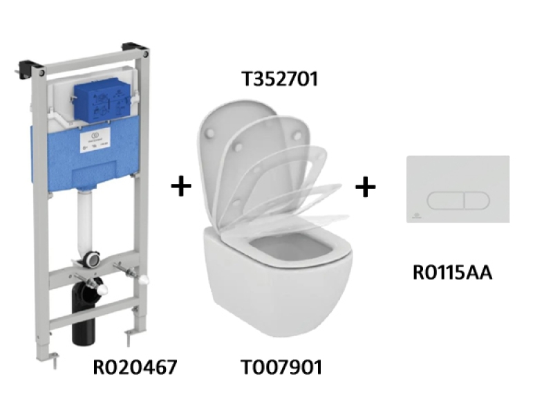 Купить TT00002/115AA CЕТ Промо-комплект Tesi T007901 Подвесной унитаз; T352701 Сиденье; R020467 Инсталляция; панель смыва R0115AA В ПОДАРОК