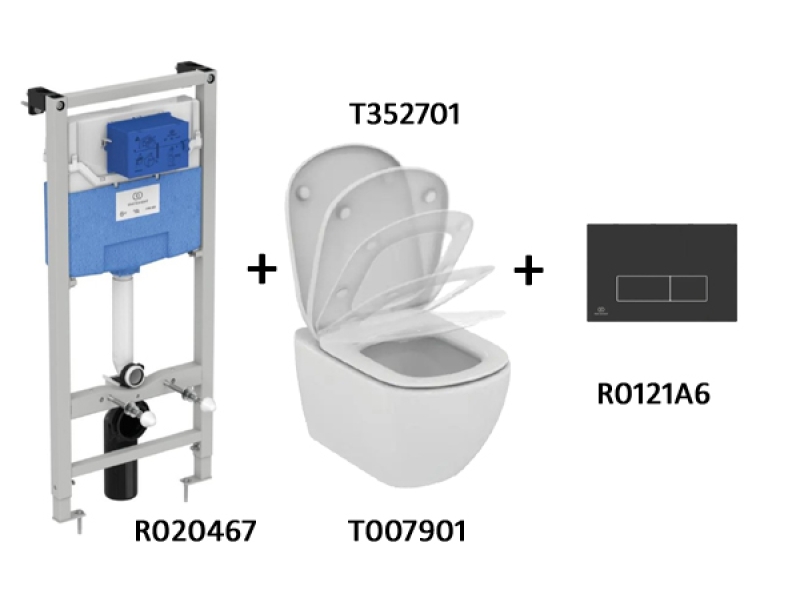 Купить TT00002/121A6 CЕТ Промо-комплект Tesi T007901 Подвесной унитаз; T352701 Сиденье; R020467 Инсталляция; панель смыва R0121A6 В ПОДАРОК