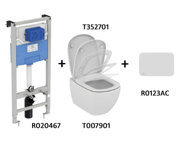 Купить TT00002/123AC CЕТ Промо-комплект Tesi T007901 Подвесной унитаз; T352701 Сиденье; R020467 Инсталляция; панель смыва R0123AC В ПОДАРОК