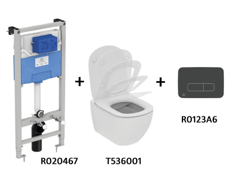 Купить TT00003/123A6 CЕТ Промо-комплект Tesi T536001 Подвесной унитаз + Сиденье; R020467 Инсталляция; панель смыва R0123A6 В ПОДАРОК