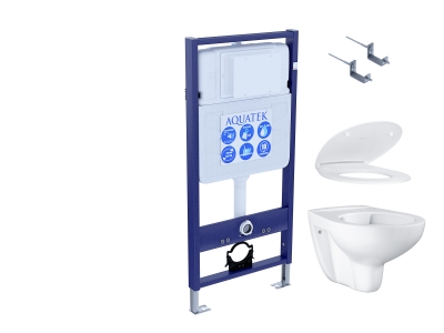 SET Комплект 4 в 1 (Aquatek рама Standart INS-0000012 с крепежом KDI-0000002 + Grohe Bau Ceramic унитаз 39427000 с сиденьем (с микролифтом) 39493000)