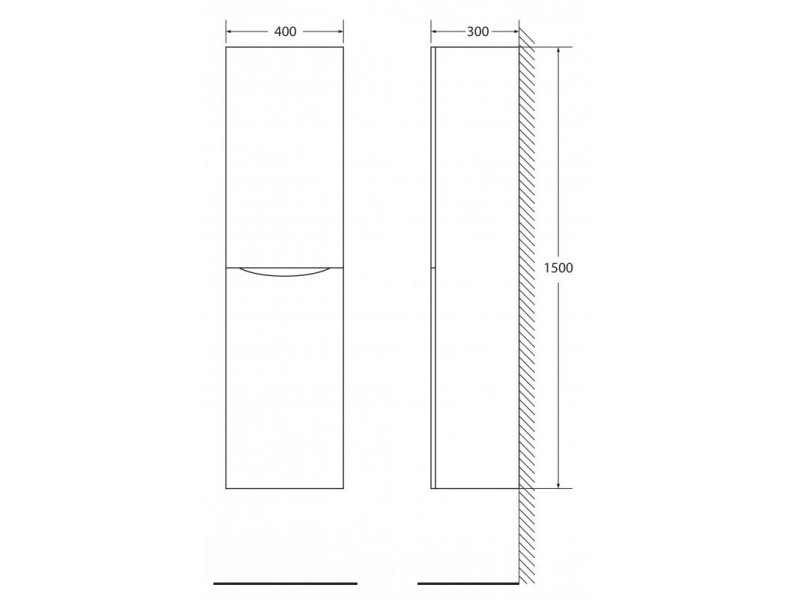 Купить Шкаф-пенал подвесной BelBagno FLY-MARINO-1500-2A-SC-CL-P-R, 40 х 30 х 150 см, Cappuccino Lucido/бежевый глянец, правосторонний