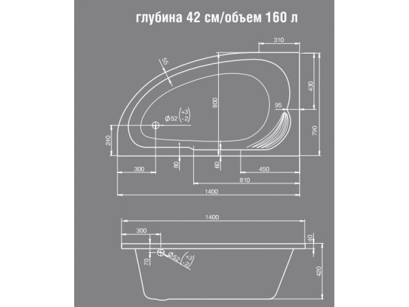 Купить Ванна гидромассажная Jika Delicia Comfort 2365010006711, 140*80 см