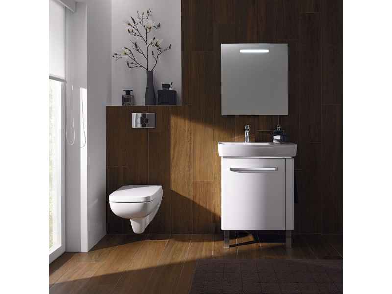 Купить Тумба под раковину Geberit Renova Compact, 60 см, с полотенцедержателем слева/справа, цвет белый глянцевый, 862265000/862065000