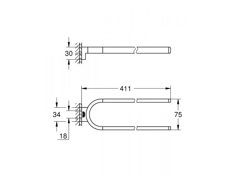 Купить Полотенцедержатель двойной неповоротный Grohe Selection 41059AL0, 41.1 см, черный графит матовый