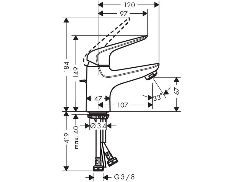Купить Смеситель для раковины Hansgrohe Novus Loop 71080000, с донным клапаном sntx