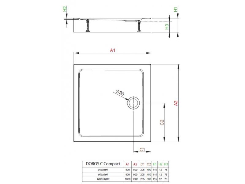 Купить Поддон для душа Radaway Doros С, 100x100 см, квадратный, SDRC1010-05