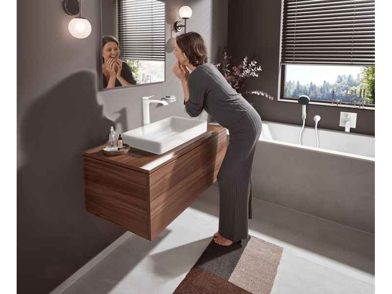 Купить Смеситель для раковины Hansgrohe Vivenis, с донным клапаном, белый матовый, 75040700