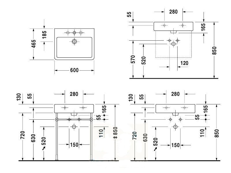 Купить Раковина для мебели Duravit Vero 0454600027, 60*46,5 см