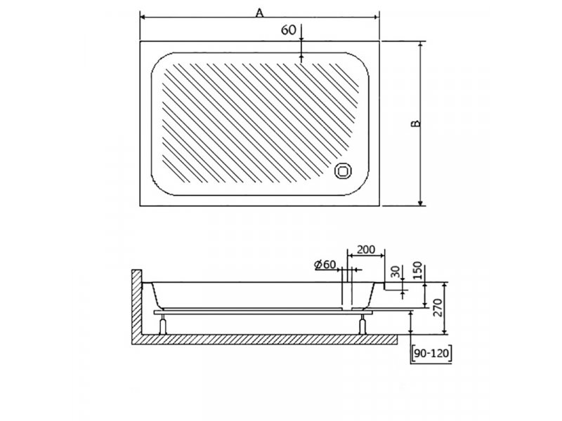 Купить Душевой поддон RGW B/CL-S-A 16180292-51-A 120 x 90 см акриловый, прямоугольный, цвет белый