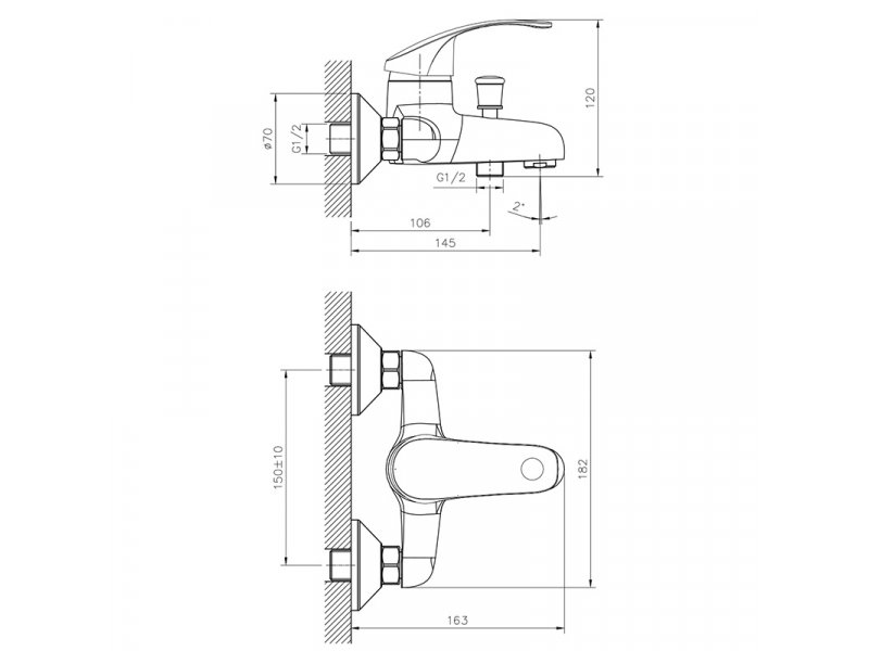 Купить Смеситель Decoroom DR71035, для ванны и душа, хром